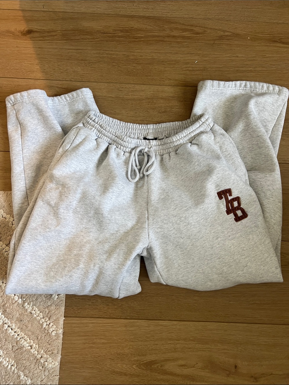 The Bar Light Gray Track Joggers with Maroon TB Patch